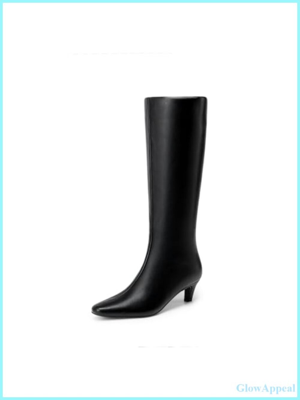 Women's Knee High Boots 2 Inch Kitten Heel Faux Leather Square Toe Comfortable